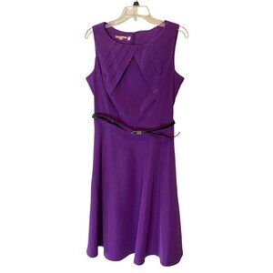 Signature Darby Purple Sleeveless Dress Size 12 With Belt